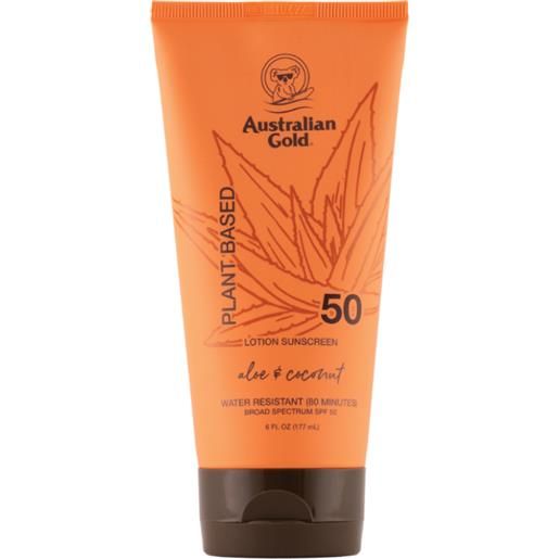 Australian Gold spf50 plant based lotion sunscreen lozione solare corpo alta 177ml