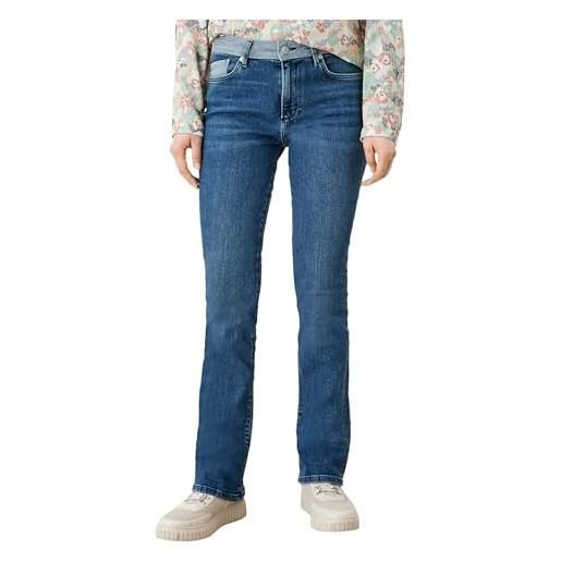 s.Oliver 120.10.202.26.180.2109798 pantaloni lunghi beverly bootcut, blu scuro stretch, 34w x 32l donna