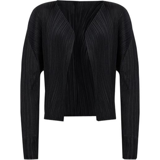 Pleats Please Issey Miyake cardigan aperto plissettato - nero