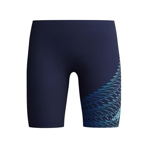 Speedo medley logo jammer da nuoto per bambino, peacoat/sugar blue, 7-8 anni
