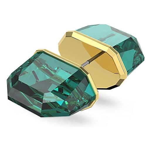 Swarovski lucent orecchino singolo a lobo, con cristalli a taglio ottagonale, placcato in tonalità oro, verde