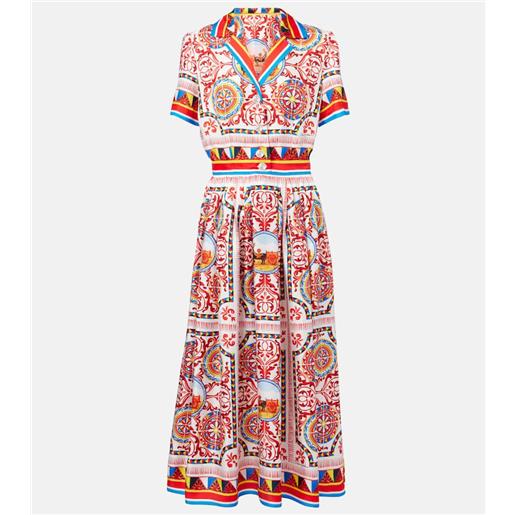 Dolce&Gabbana abito midi in seta con stampa