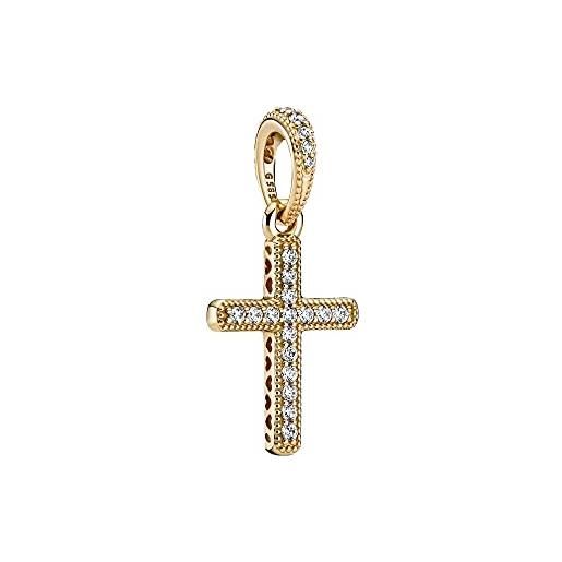 PANDORA passions ciondolo con croce brillante in oro con zirconi cubici trasparenti