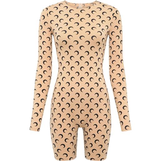 Marine Serre tuta corta con stampa luna crescente - toni neutri