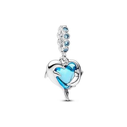 MATERIA by Matthias Wagner Ciondolo a forma di delfino, in argento 925, con catena regolabile in lunghezza, 13 x 11 x 3 mm, Argento