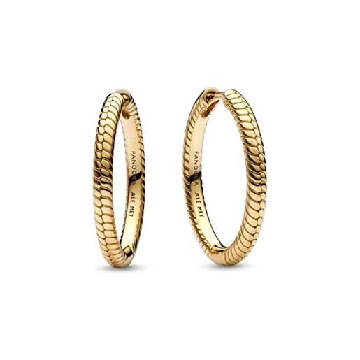 PANDORA orecchini a cerchio moments in maglia snake placcati in oro 14k