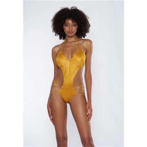 Miss Bikini intero con accessori oro e argento