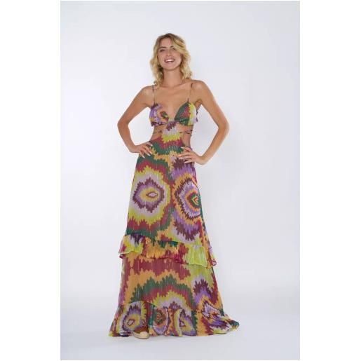 Miss Bikini abito lungo in seta con dettagli cut out gouache