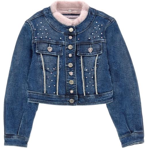 Monnalisa giacca denim con strass