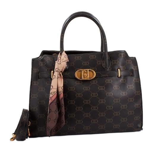 Liu Jo Jeans borsa donna a mano/tracolla liu-jo nadie satchel l ecopelle nero/ logo b25lj66 af4293 e0503 grande
