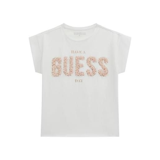 Guess t-shirt midi a maniche corte eco bambina, rosa elegante, 12 anni