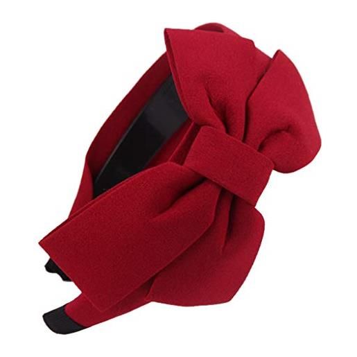 WOWOWO cerchio per capelli da donna largo vintage scozzese a righe con fiocco grande