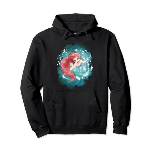 Disney little mermaid ariel watercolor twirl felpa con cappuccio