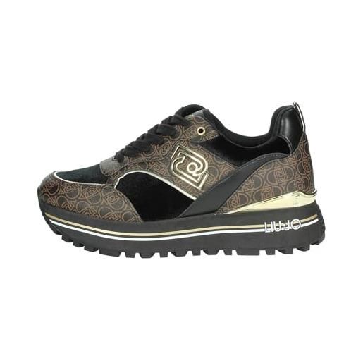 Liu Jo scarpe maxi wonder 73 sneakers donna pelle nero/marrone 37
