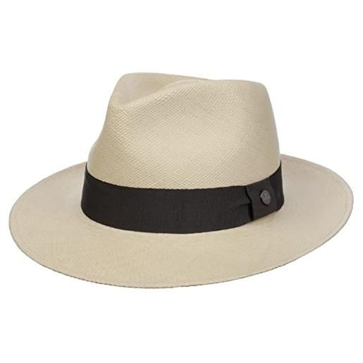 LIERYS cappello panama vendello bogart donna/uomo - made in ecuador da sole estivo cappelli spiaggia estate primavera/estate - m (57-58 cm) natur-anthrazit