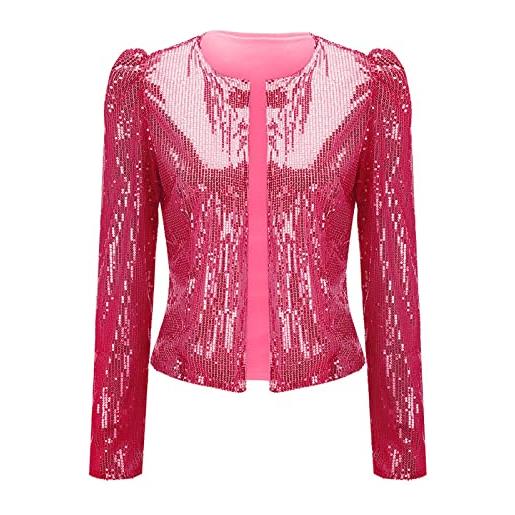 Generic giacca cardigan scintillante con paillettes moda casual da donna tailleur eleganti estivi
