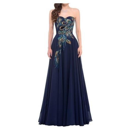 PETSTIBLE abito da sera da donna in chiffon contemporaneo caratterizzato da un elegante design tubolare e opere d'arte (s blu scuro)