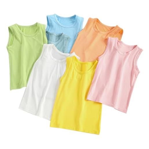 ACMEDE 7 canottiere da bambini e ragazzi girocollo canotta morbido comodo intimo cannottiera da bambino top a canotta colorato intima bimbo canottiere traspiranti da bambina