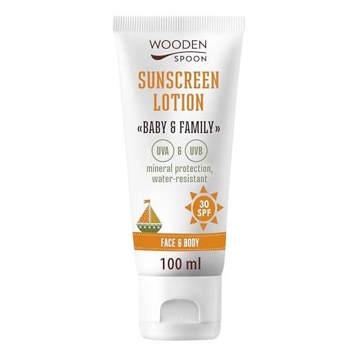 Wooden Spoon lozione per il corpo abbronzante in un tubo baby & family spf 30 wooden. Spoon 100ml
