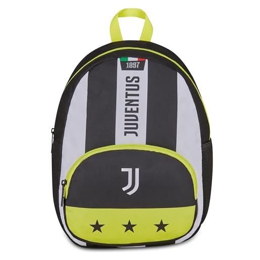 Seven zaino small juventus, bianco nero, zaino mono scomparto con tasca per borraccia e tasca frontale, capienza 14 litri, per bambino, asilo