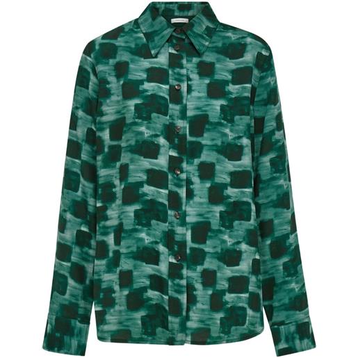 Ferragamo camicia con stampa astratta - verde