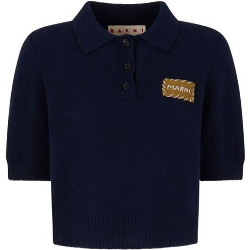 Marni polo con applicazione logo - blu