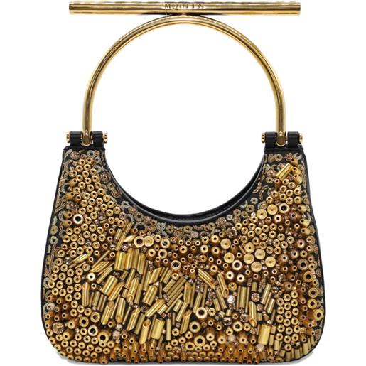 Alexander McQueen borsa mini con decorazione - oro
