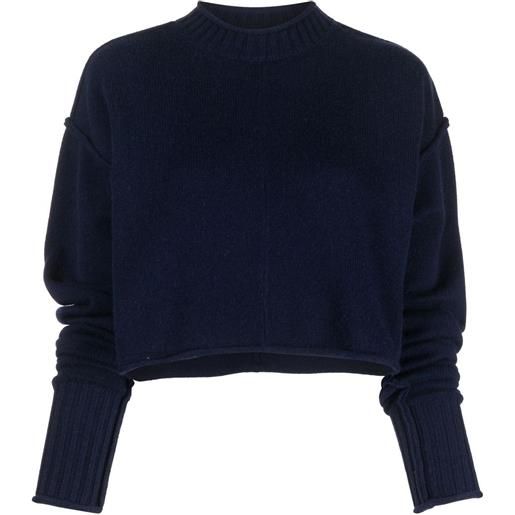 Sportmax maglione a coste crop - blu