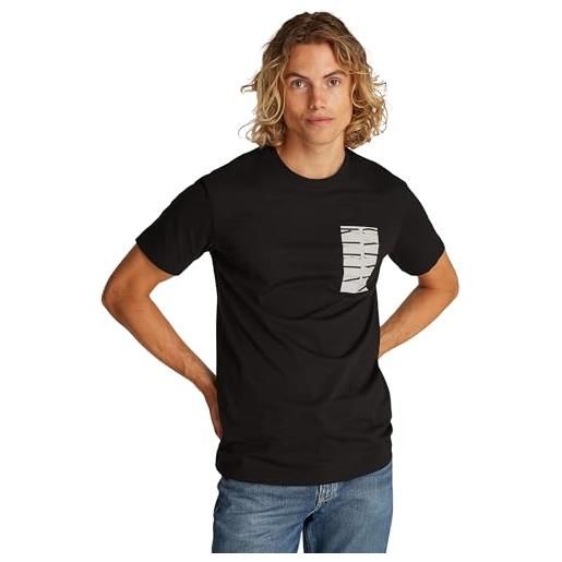 Calvin Klein uomo t-shirt maniche corte serif box graphic tee in cotone, nero (ck black), s