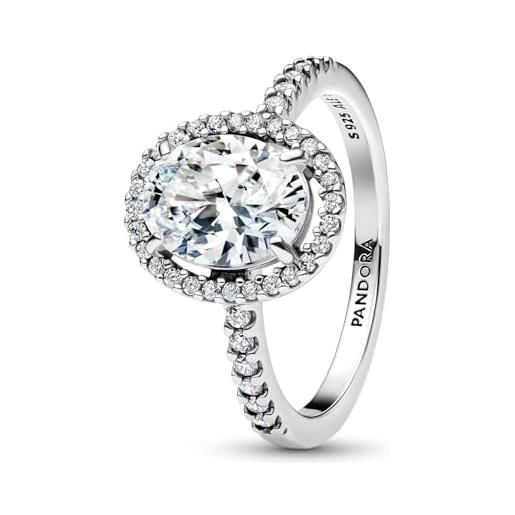 PANDORA timeless 193777c01-58 - anello ovale scintillante in argento sterling con zirconi, misura 58, argento sterling, zirconia cubica