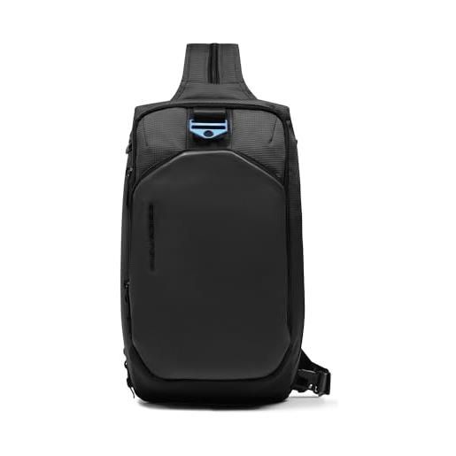 PIQUADRO - zaino monospalla uomo porta i. Pad mini - pelle e tessuto - colore nero elegante