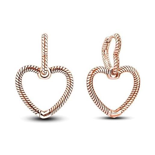 LES FOLIES DI PAOLA GRIECO orecchini doppi cerchi cuore snake rosè oro rosato in argento 925 - les folies per pandora
