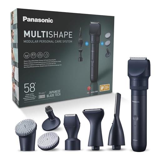 Panasonic xshape trim multishape sistema modulare er-ckl2, er-cdt1 & er-cfb1, unità principale, set per rasatura e taglio capelli, regolabarba, spazzole facciali con batteria agli ioni di litio, nero
