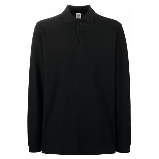 Fruit of the loom - polo manica lunga - uomo (xxxl) (nero)