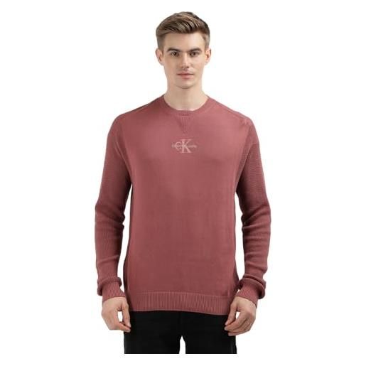 Calvin Klein jeans uomo pullover in maglia, rosso (apple butter), l