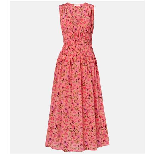 Ulla Johnson abito midi sylvie in seta con stampa floreale