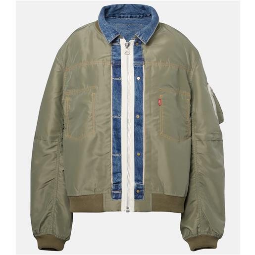 Sacai x levi'sâ® - bomber di jeans reversibile con twill