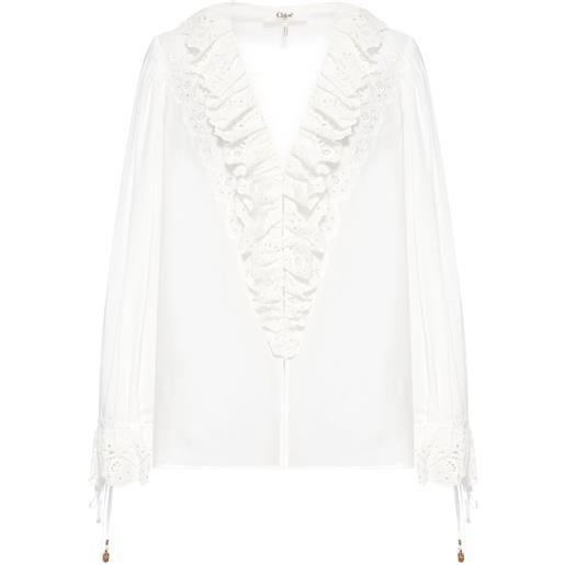 Chloé blusa con ruches - bianco