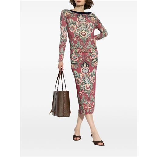 ETRO gonna midi a fiori - rosso