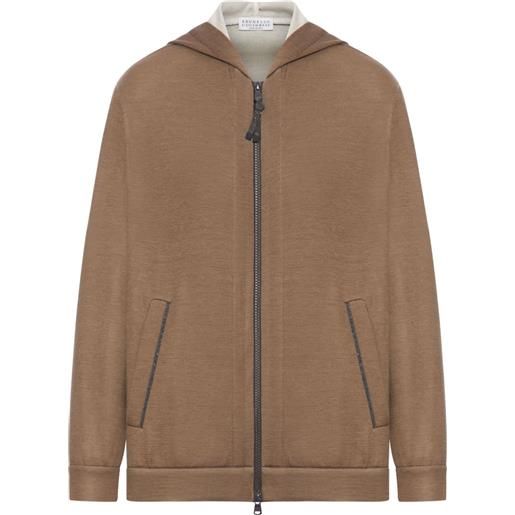Brunello Cucinelli felpa con cappuccio e zip - marrone