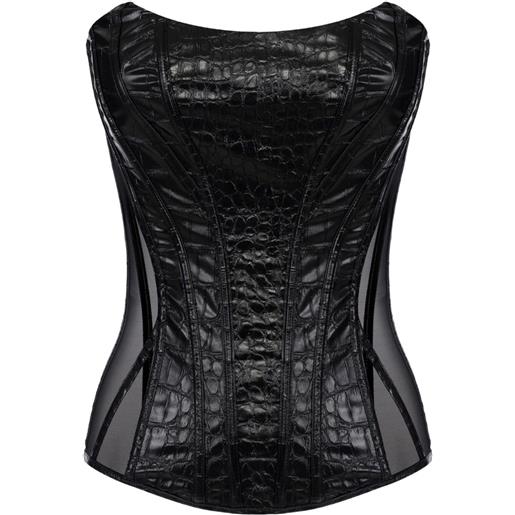 Elisabetta Franchi corsetto con effetto coccodrillo - nero