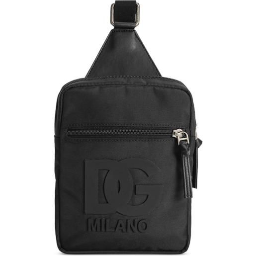 Dolce & Gabbana Kids borsa a tracolla con logo goffrato - nero