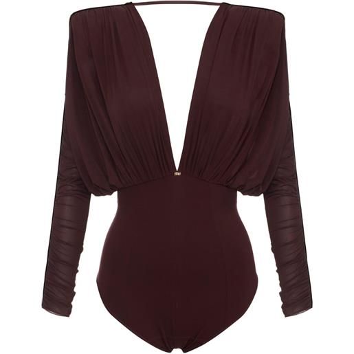 Elisabetta Franchi body a maniche lunghe con scollo a v - rosso