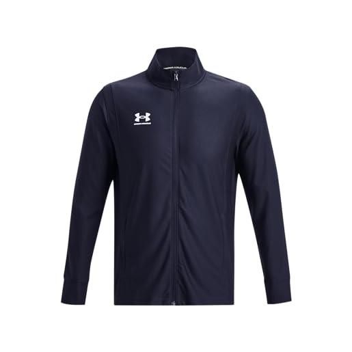 Under Armour uomo challenger track jacket, felpa con zip leggera e traspirante da uomo, felpa della tuta ad asciugatura rapida per calcio, corsa e attività all'aperto, midnight navy/white, xl