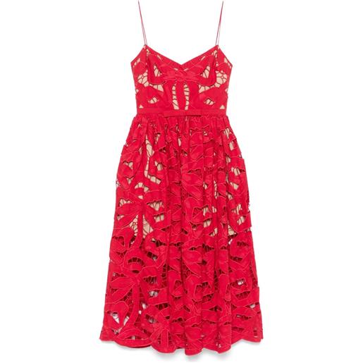 Self-Portrait abito midi con ricamo - rosso