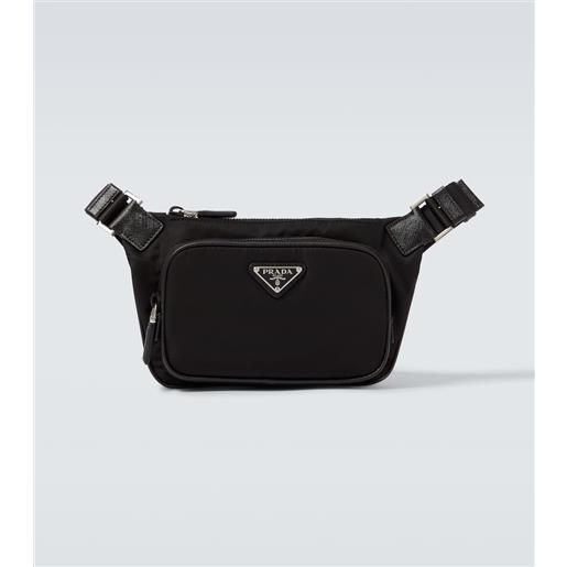 Prada marsupio rifinito in pelle re-nylon