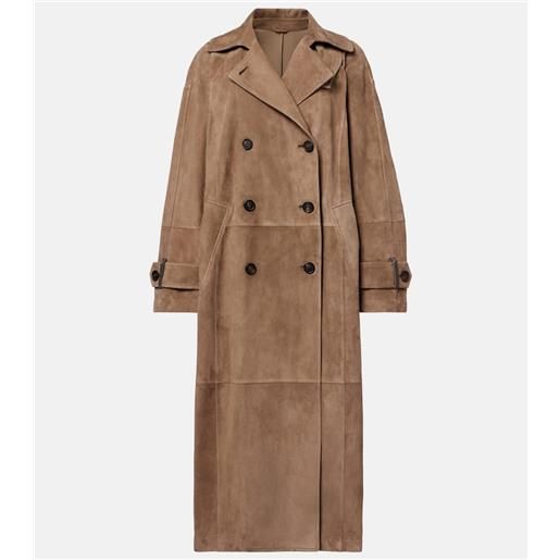 Brunello Cucinelli cappotto doppiopetto in suede