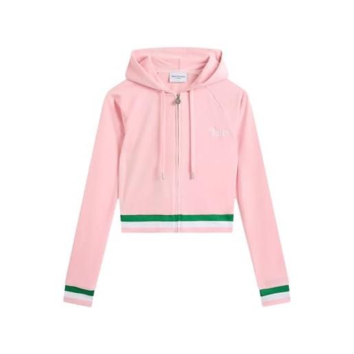Juicy Couture stripe hoodie felpa con cappuccio, juicy pink, xs donna