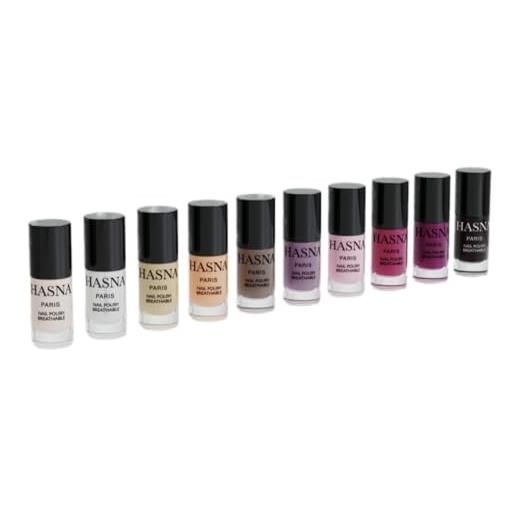 HASNA COSMETICS hasna paris - smalto per unghie halal - collezione luxe - eco responsabile - lucentezza e lunga tenuta - facile da applicare - 10x 6ml (dubaï)