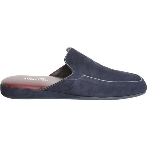 Papillon pantofola da casa in morbido suede blu